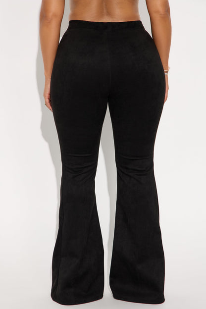 Miranda Faux Suede Flare Pants 33″ - Black