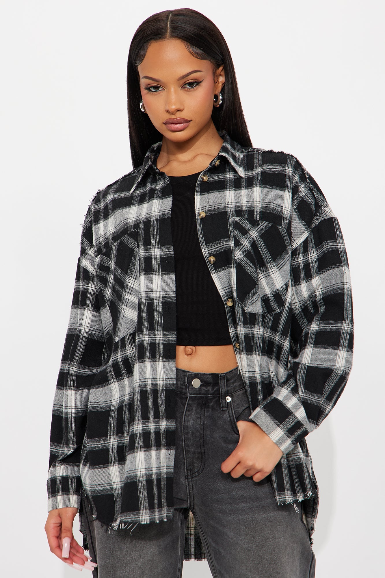 Leilani Plaid Shirt - Black/combo