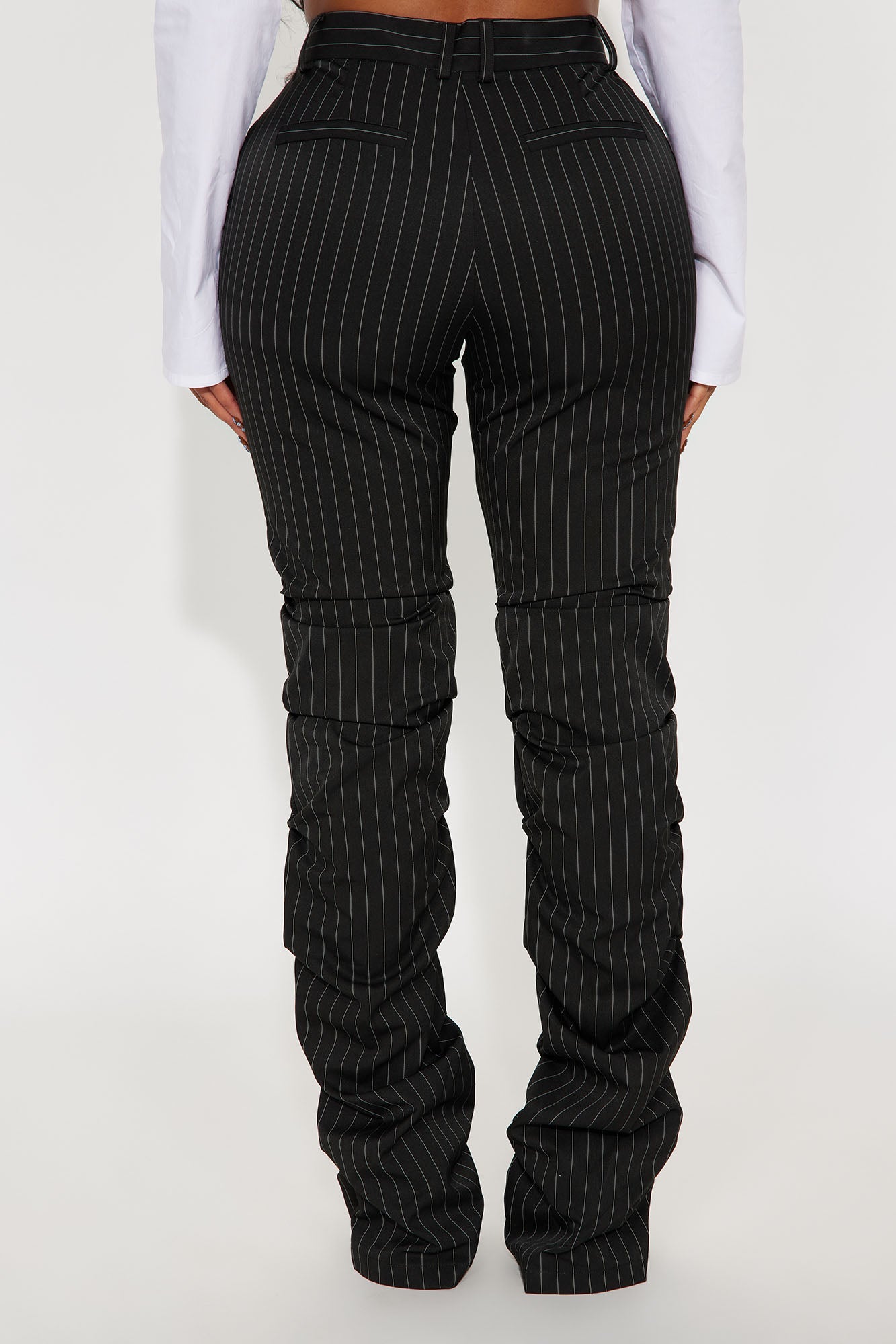 Take Notes Pinstripe Stacked Trouser Pant - Black/White