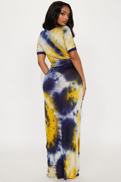 Breezy Tie Dye Maxi Dress - Navy/combo