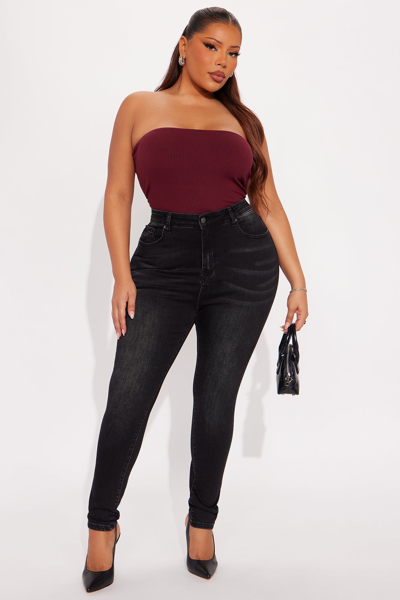 Demi Double Lined Tube Bodysuit - Burgundy