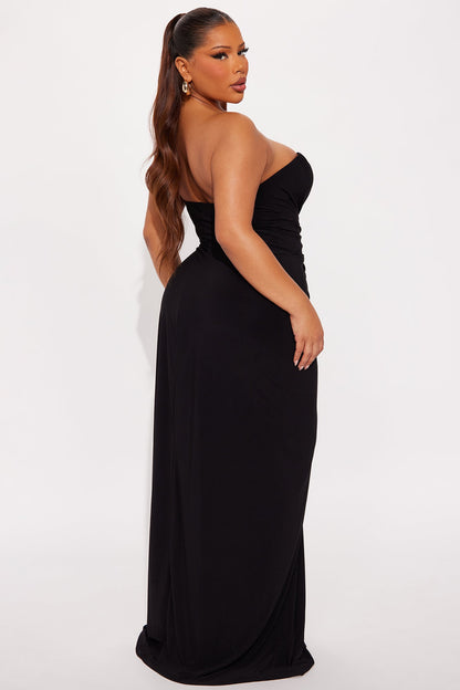 Melody Ruched Maxi Dress - Black