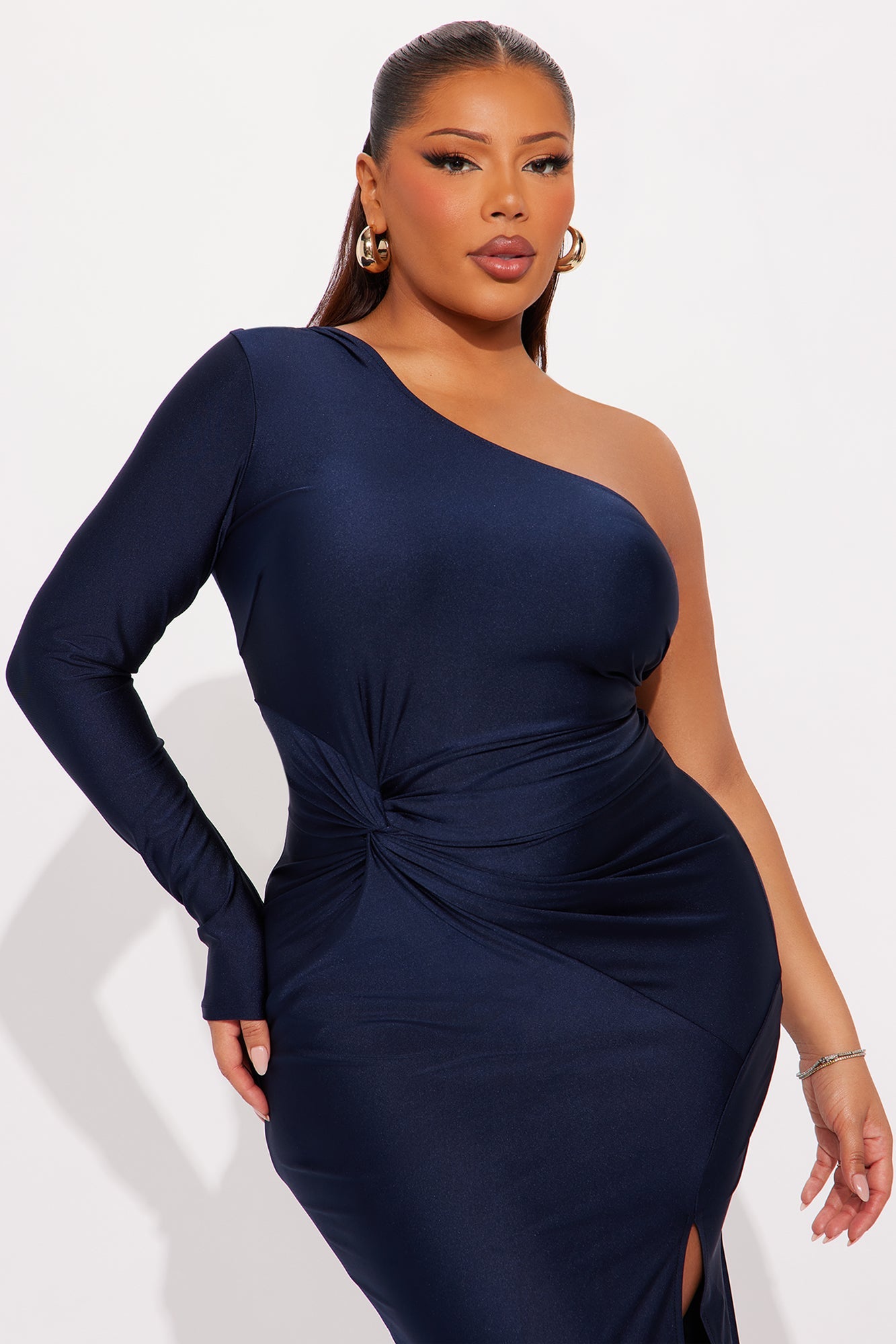 Glossy Babe Midi Dress - Navy