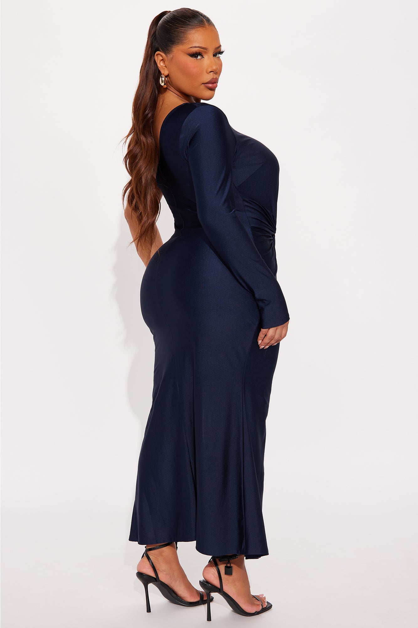 Glossy Babe Midi Dress - Navy