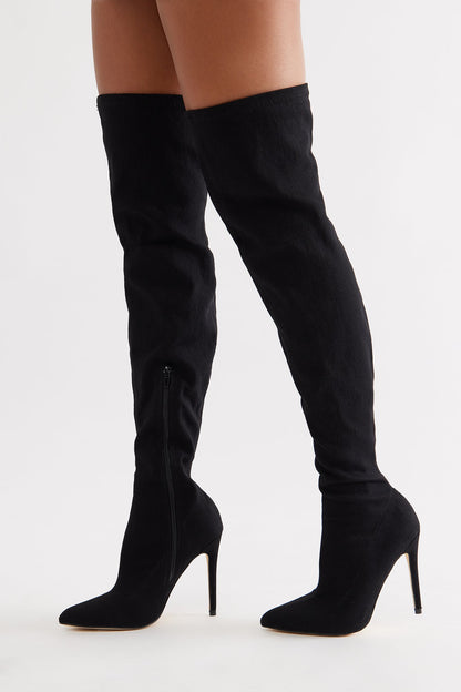 Gyra Thigh High Boots - Black/Black