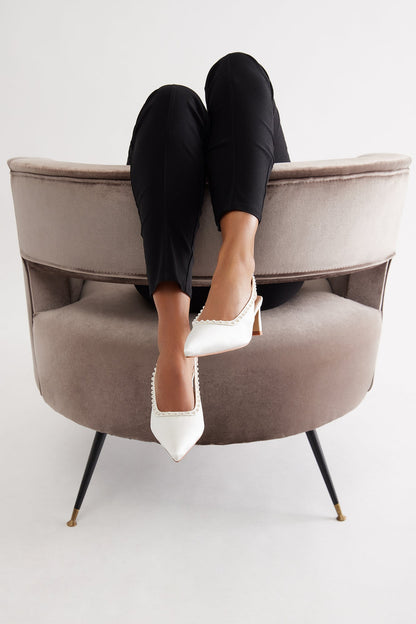 Amore Satin Pearl Pumps - White