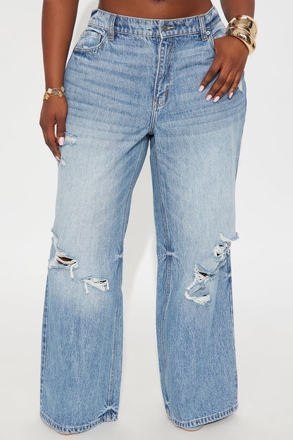 Southside Womens High Rise Baggy Ripped Jeans - Dark Wash