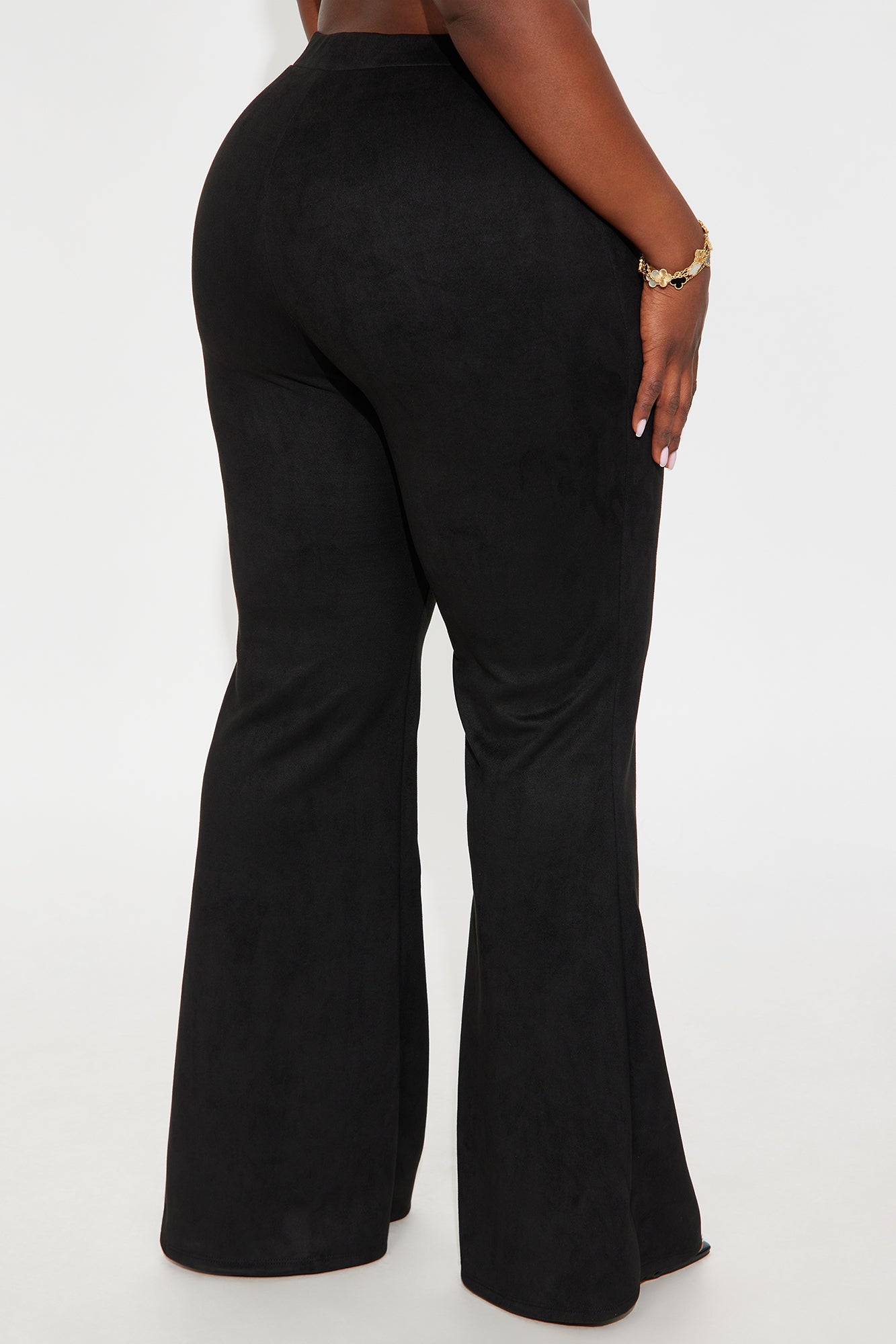 Miranda Faux Suede Flare Pants 33″ - Black