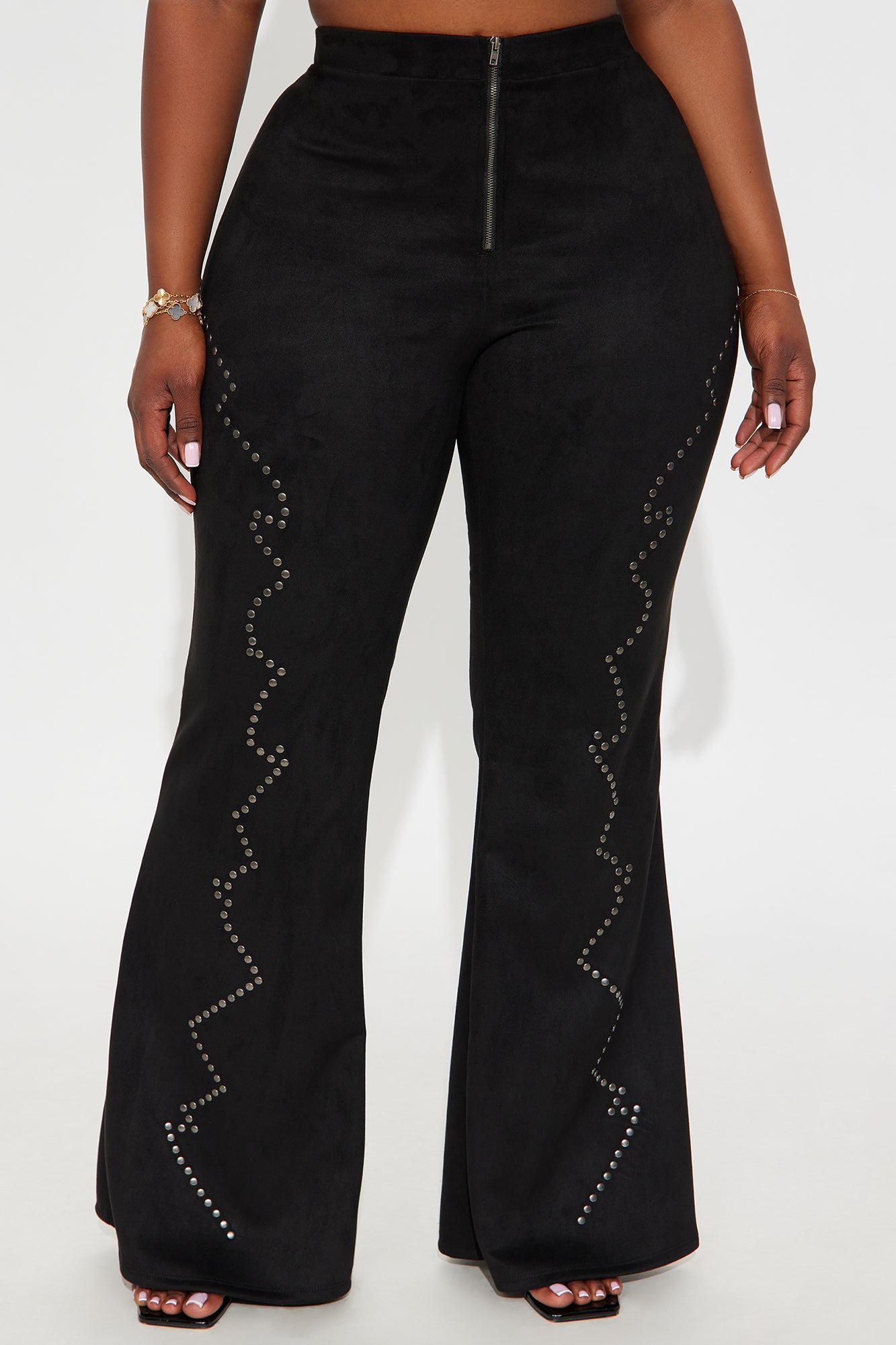 Miranda Faux Suede Flare Pants 33″ - Black