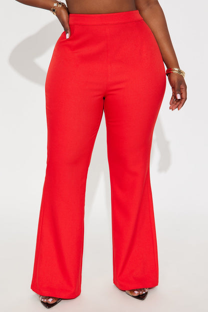 Abrina Twill Flare Pant - Red