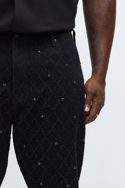 Stacked Slim Flare Wrecked In Jewels Jeans - Black