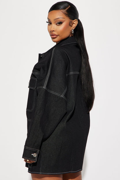 Super Babe Denim Skirt Set - Black Wash