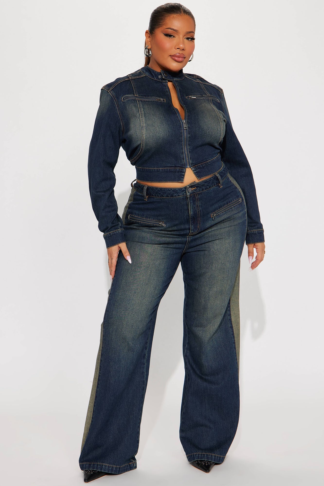 When In Rome Moto Denim Jacket - Dark Wash