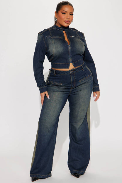 When In Rome Moto Denim Jacket - Dark Wash