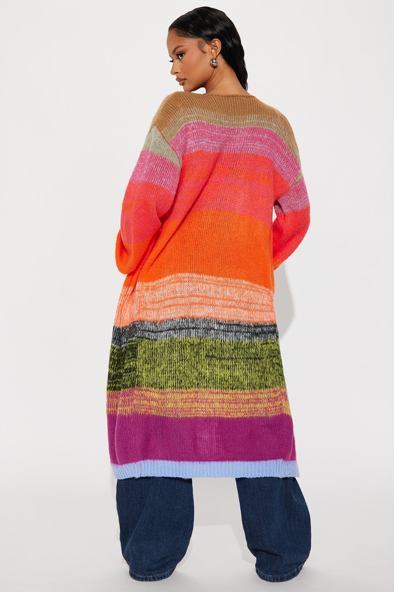 Lennon Color Block Long Cardigan - Multi Color