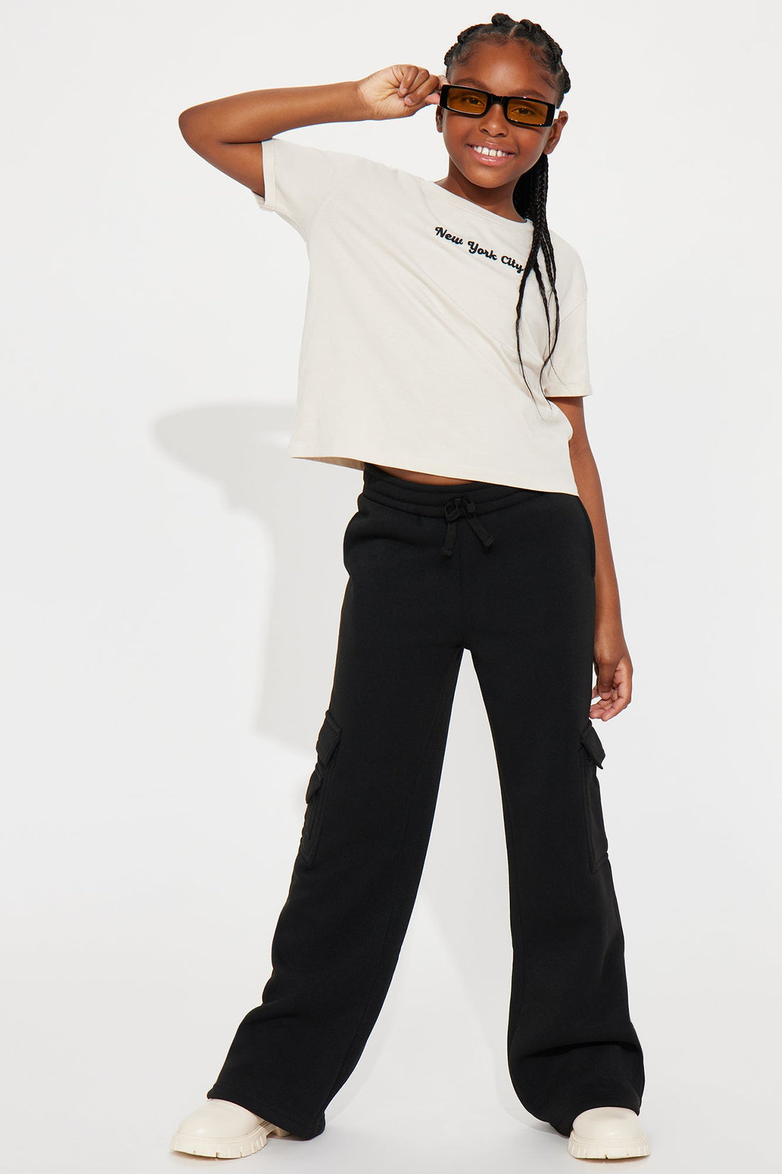Mini Julia Fleece Cargo Pants - Black