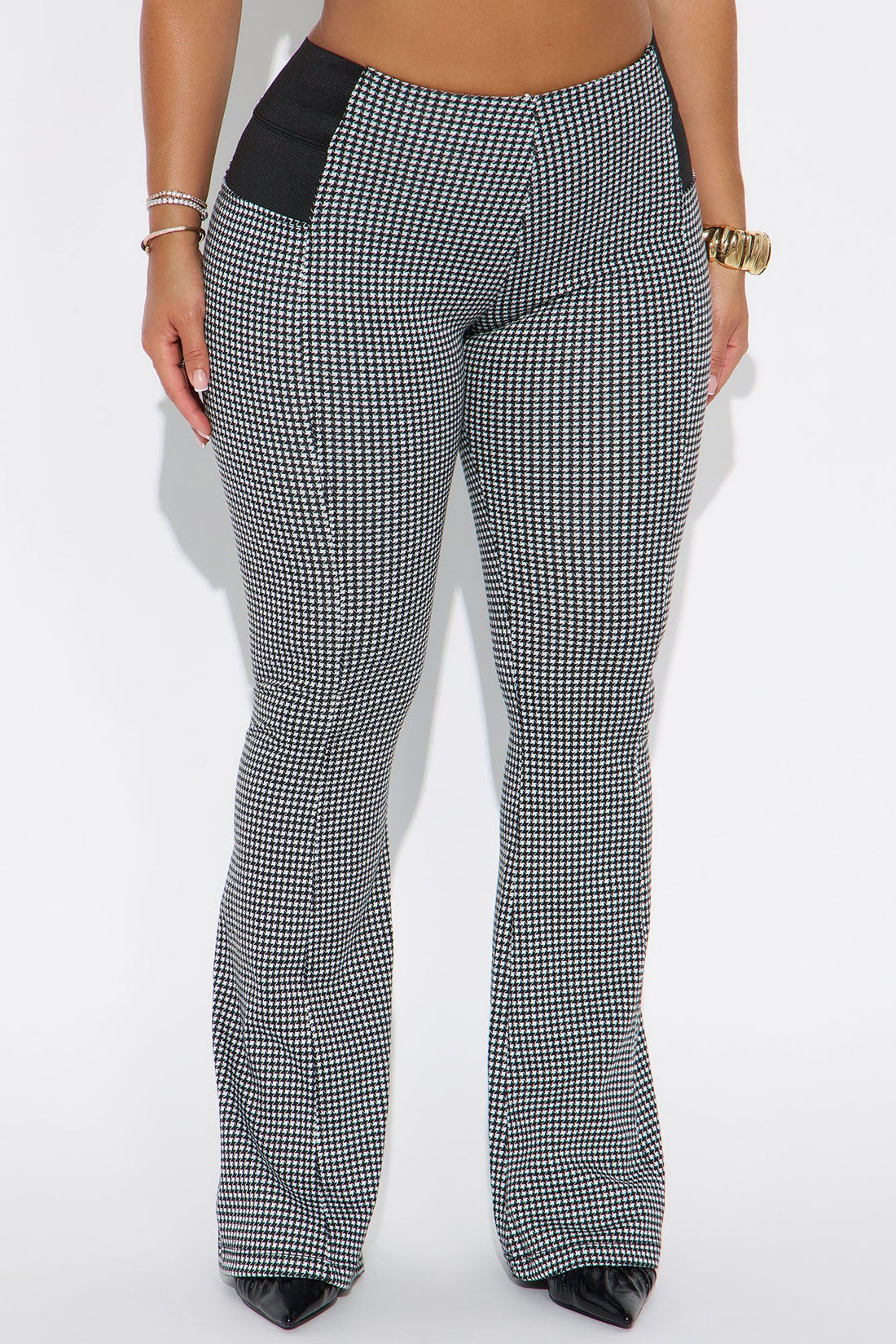 Kendall Houndstooth Flare Pant 33″ - Black/White