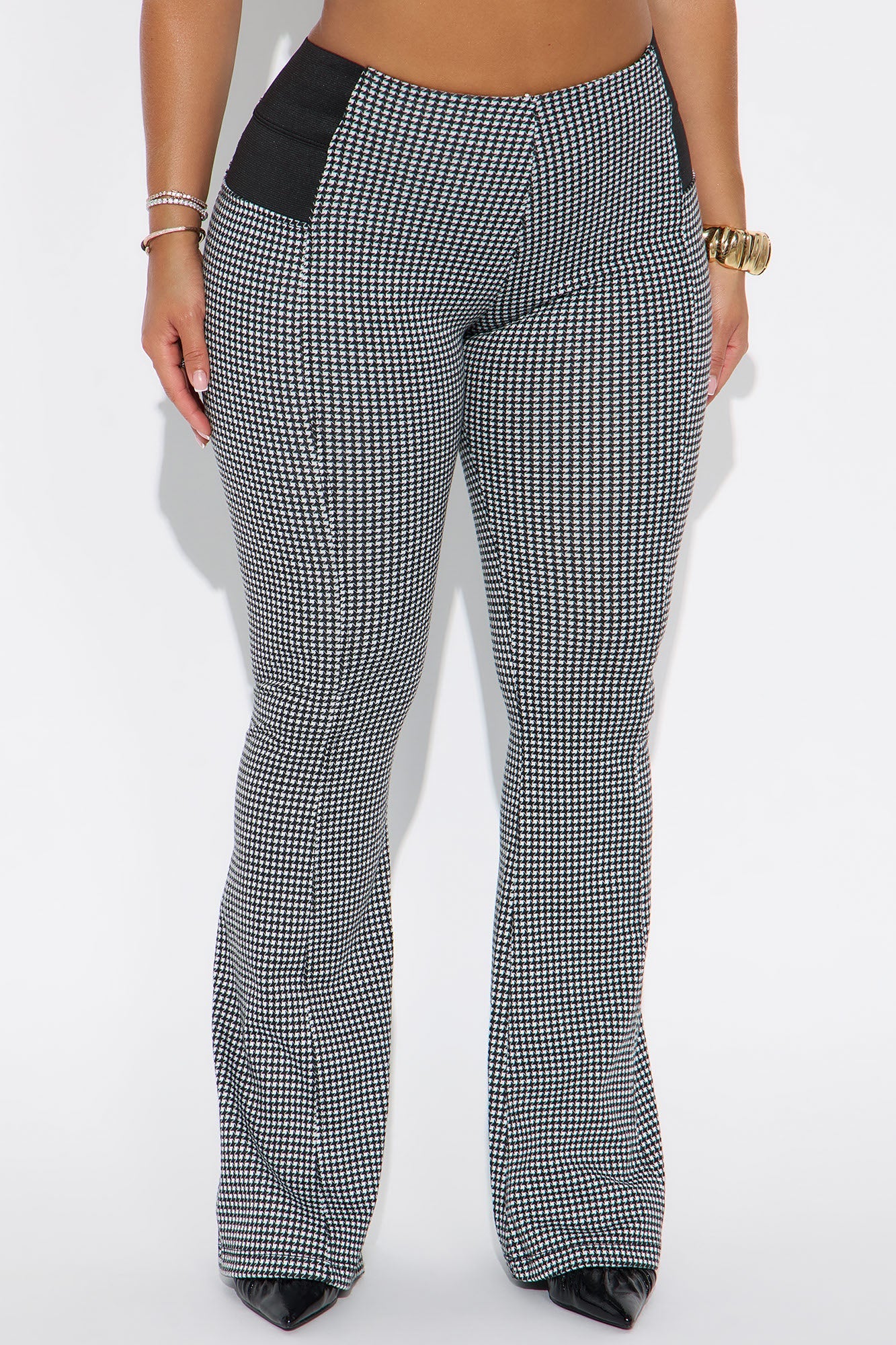 Kendall Houndstooth Flare Pant 33″ - Black/White