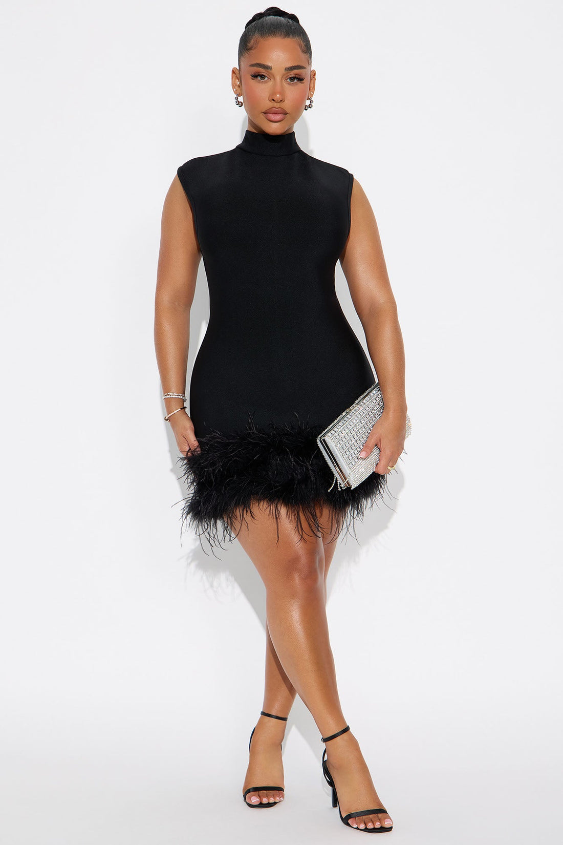 Kathleen Bandage Feather Micro Mini Dress - Black