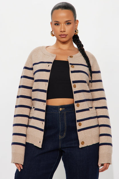 Grace Bell Sleeve Cardigan - Taupe/combo