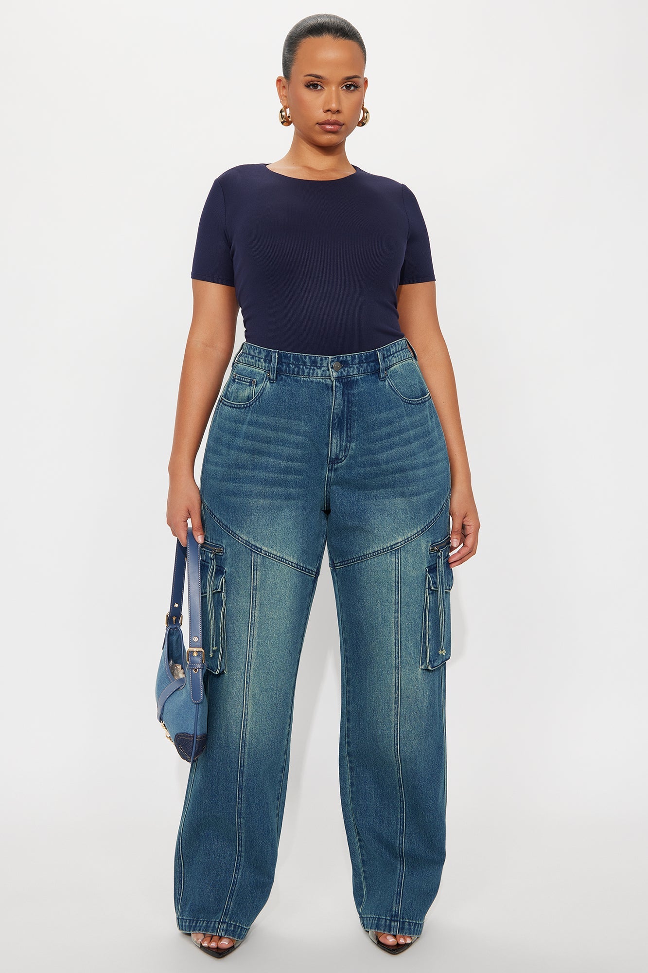 Devil In Disguise Cargo Straight Leg Jeans - Vintage Wash