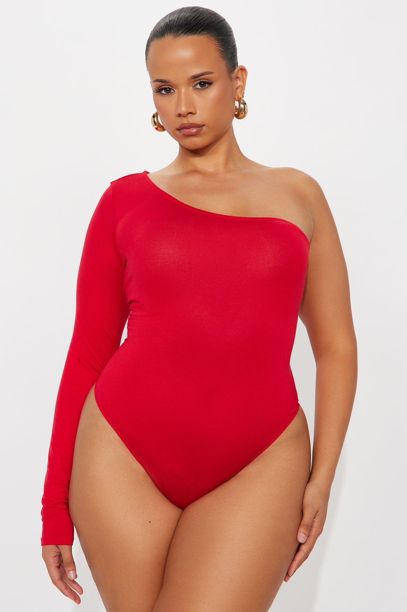 Zoey One Shoulder Bodysuit - Red