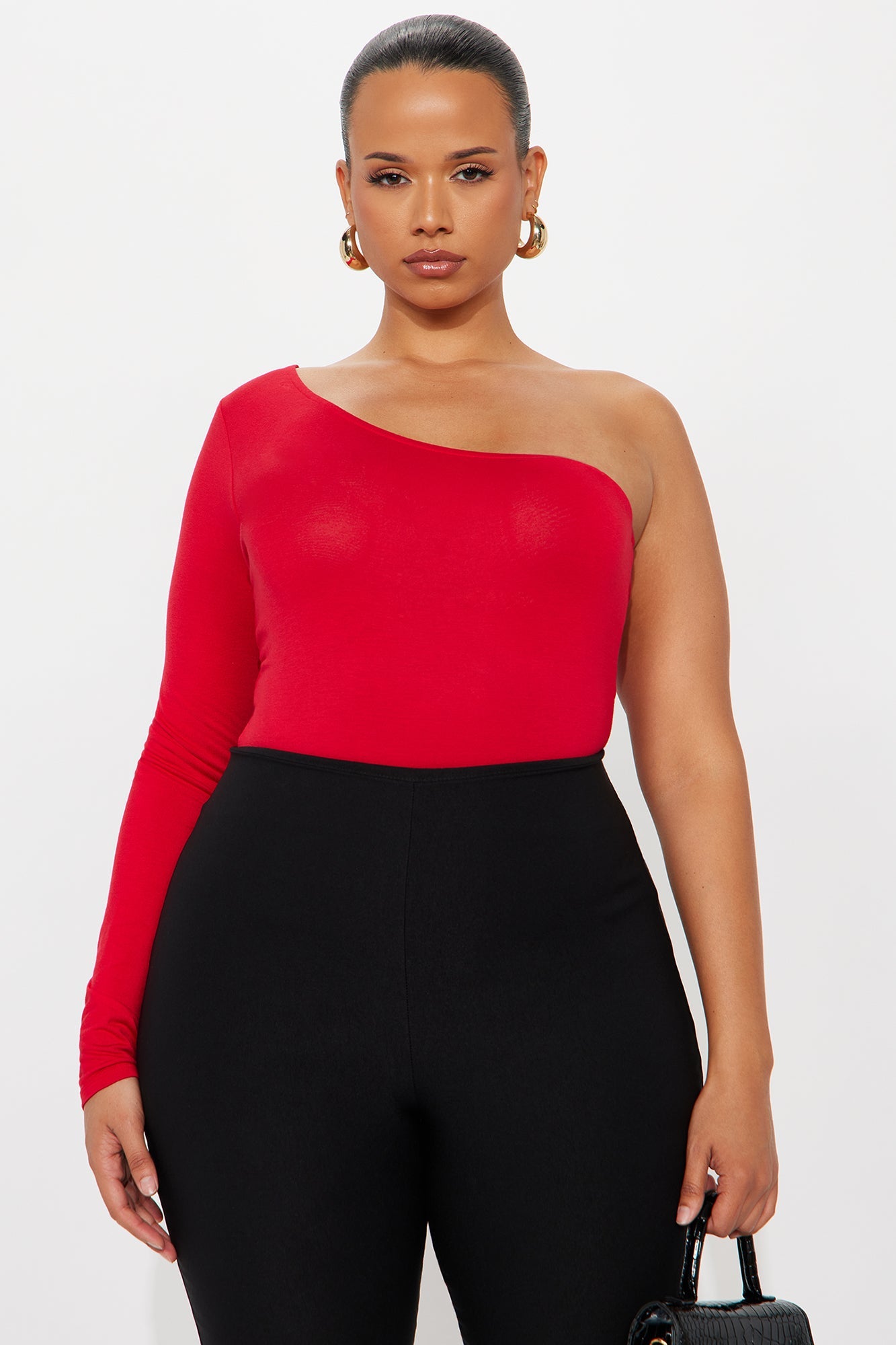 Zoey One Shoulder Bodysuit - Red