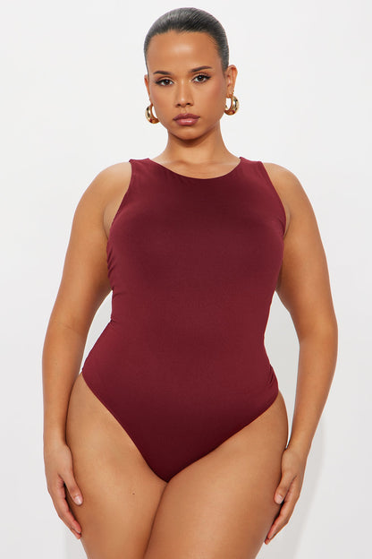 Aimee Double Lined Bodysuit - Burgundy
