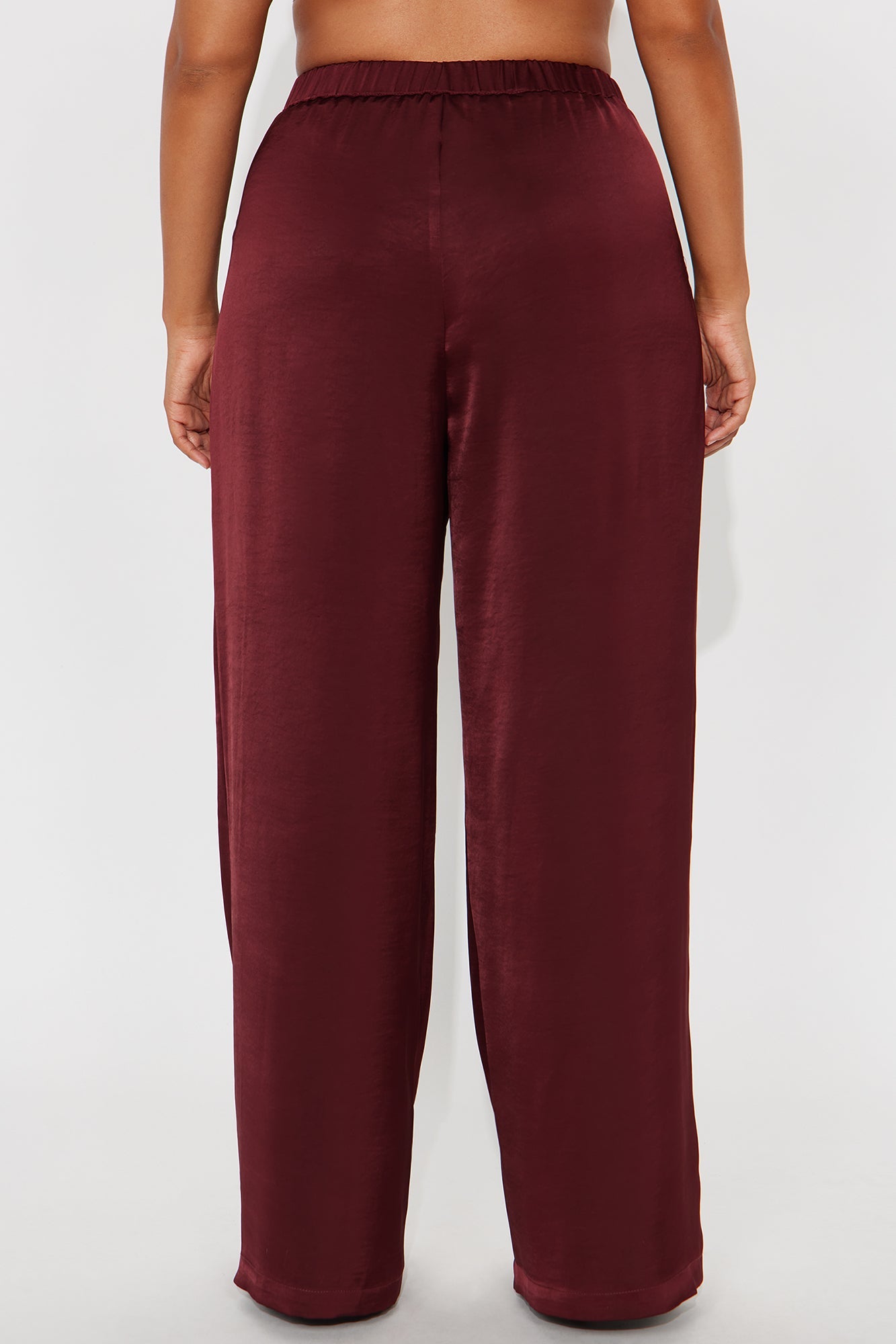 Denise Satin Wide Leg Trouser Pant - Wine