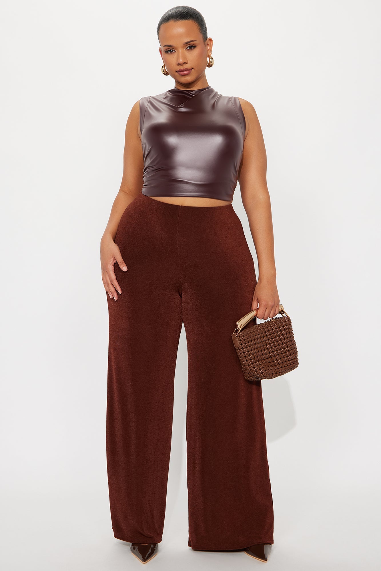 Not Your Average Slinky Wide Leg Pant 32″ - Chocolate