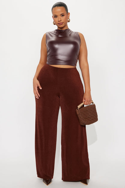 Not Your Average Slinky Wide Leg Pant 32″ - Chocolate