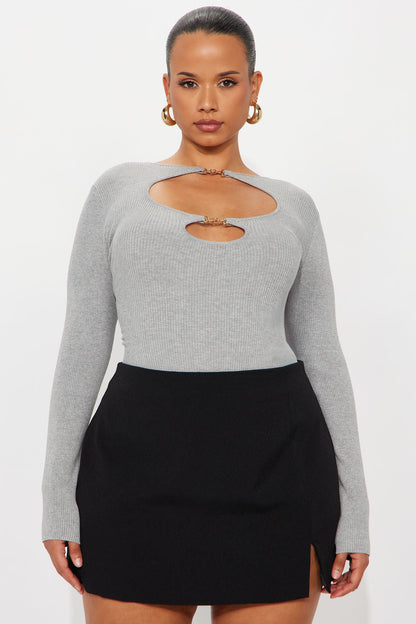 Sara Cut Out Bodysuit - Grey