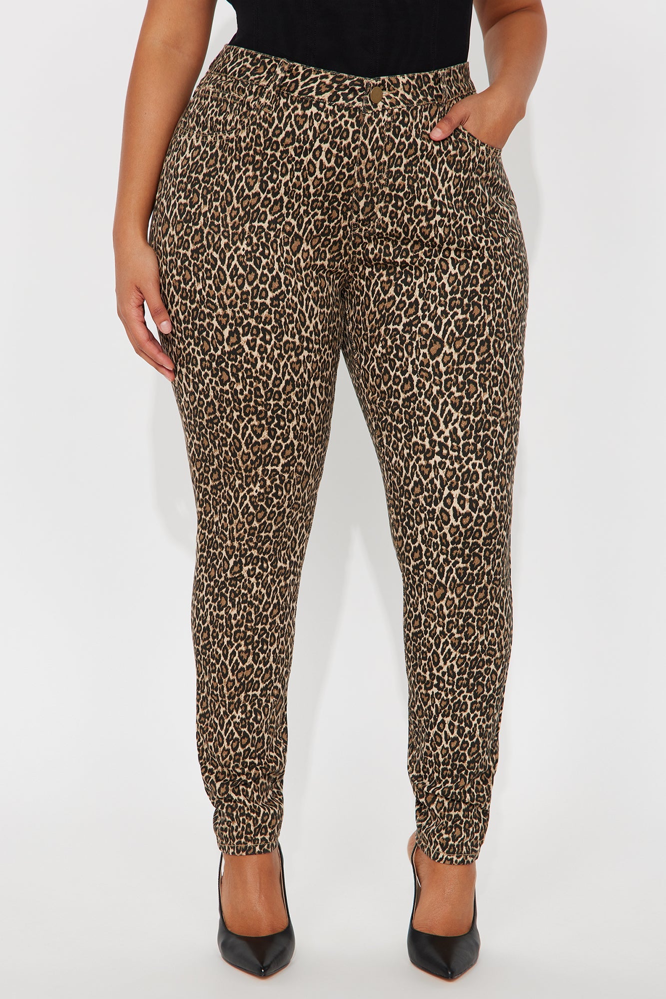 Skinny Uniform Leopard Pants - Mocha/combo
