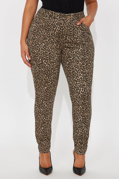 Skinny Uniform Leopard Pants - Mocha/combo