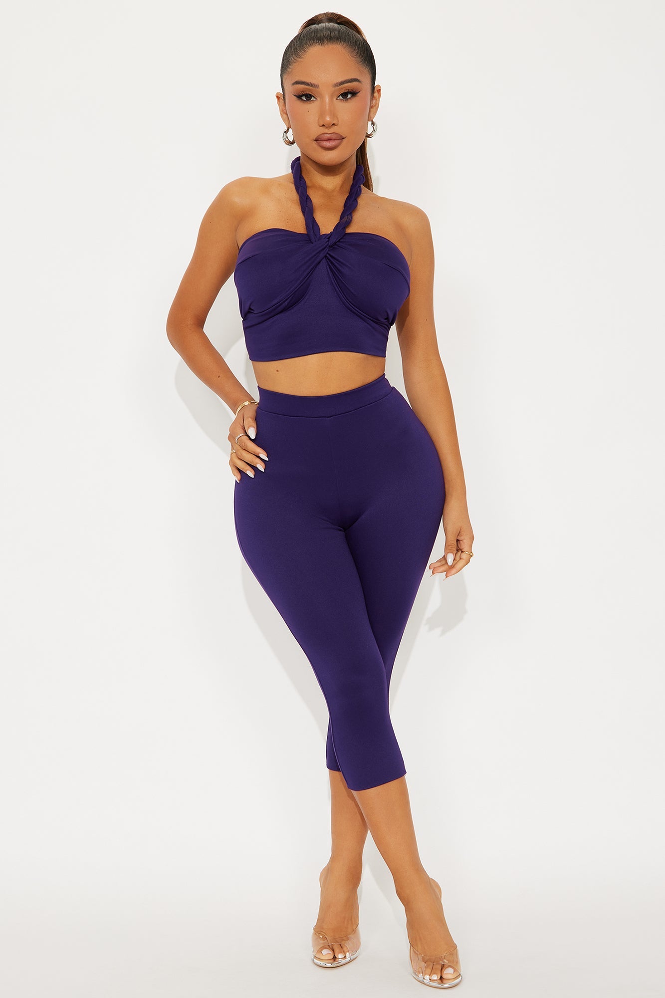 Heatwave Hottie Halter Capri Set - Plum