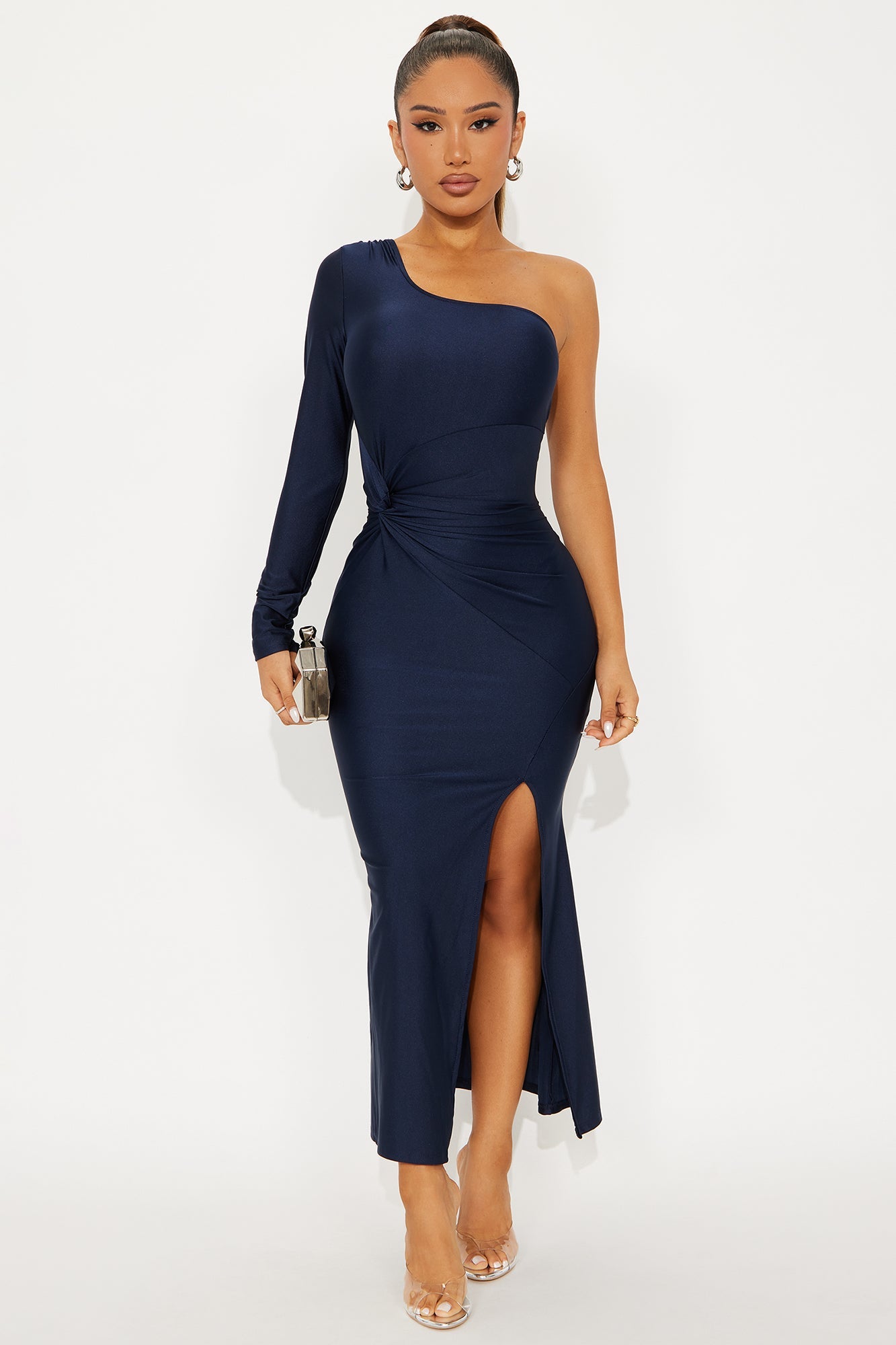 Glossy Babe Midi Dress - Navy