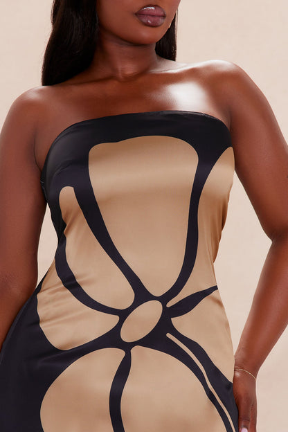 Kailani Satin Maxi Dress - Black/Brown