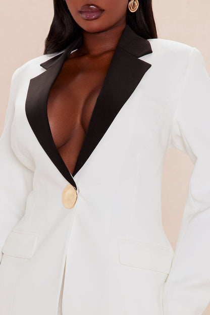 Allisse Blazer Suit Set - White/Black