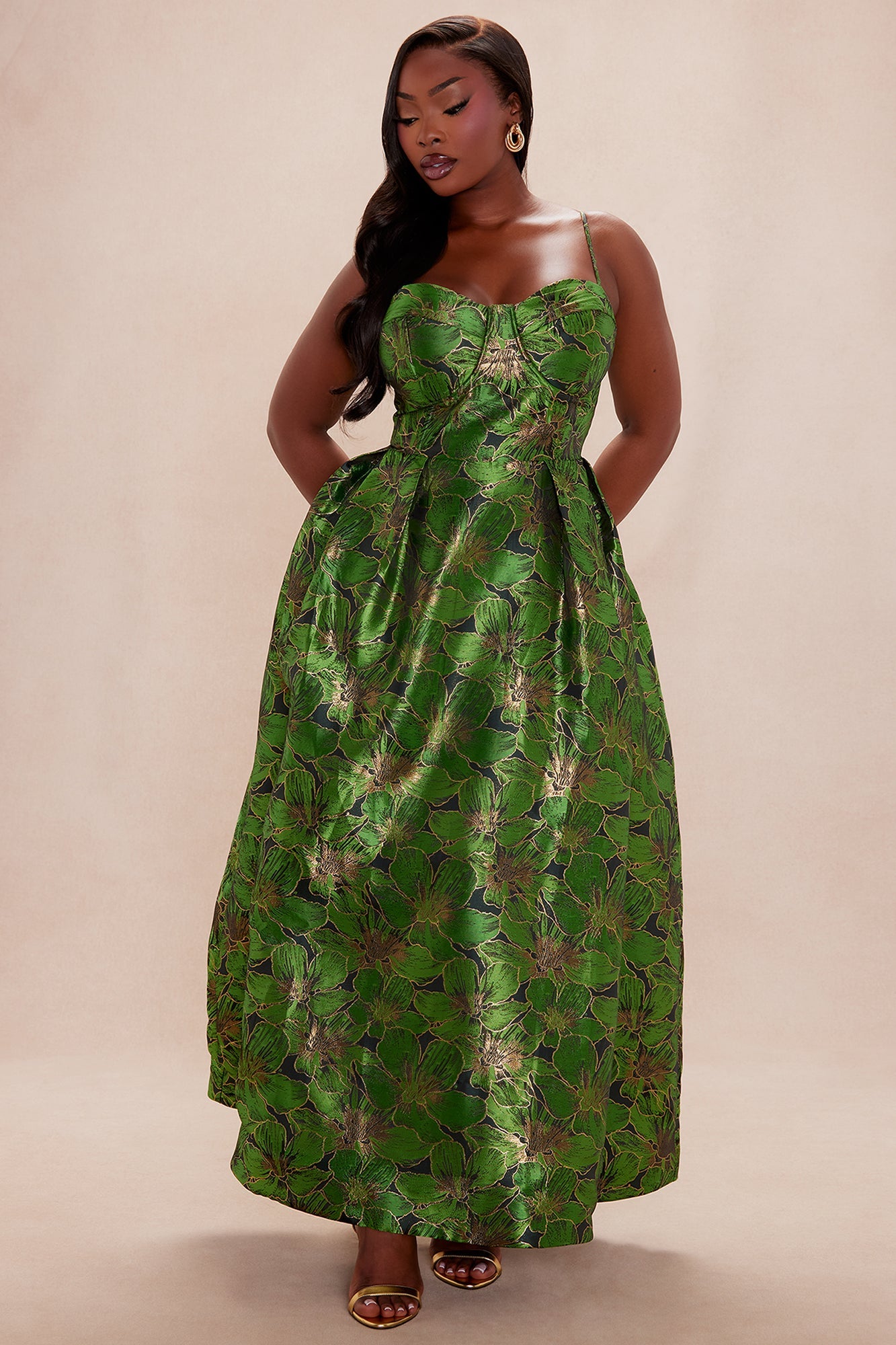 Jessica Jacquard Midi Dress - Green