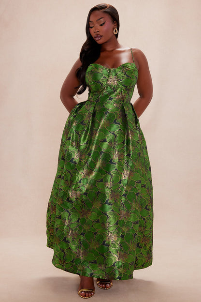 Jessica Jacquard Midi Dress - Green