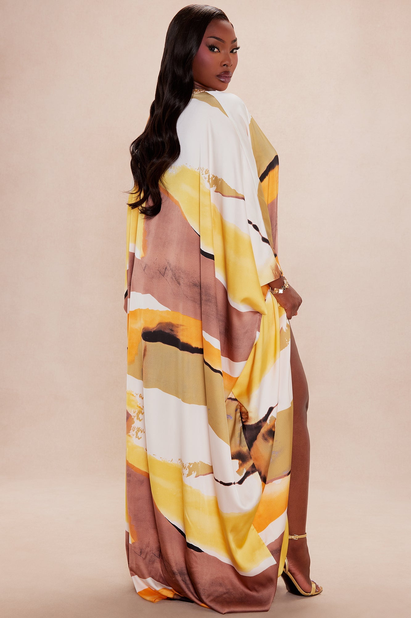 Rena Embellished Satin Maxi Dress - Yellow/combo