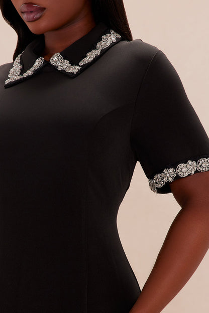 Evette Embellished Mini Dress - Black