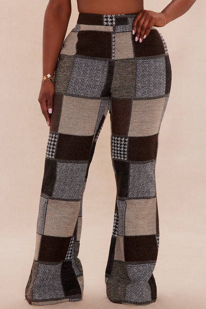 Harriet Patched Flare Pant - Brown/combo