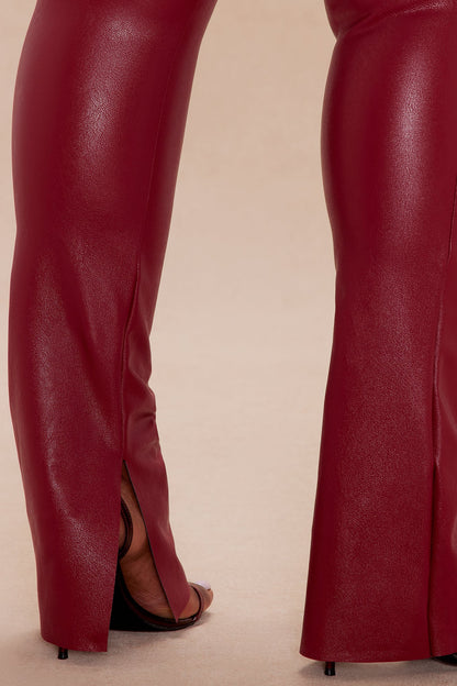 Xena Faux Leather Pant - Burgundy