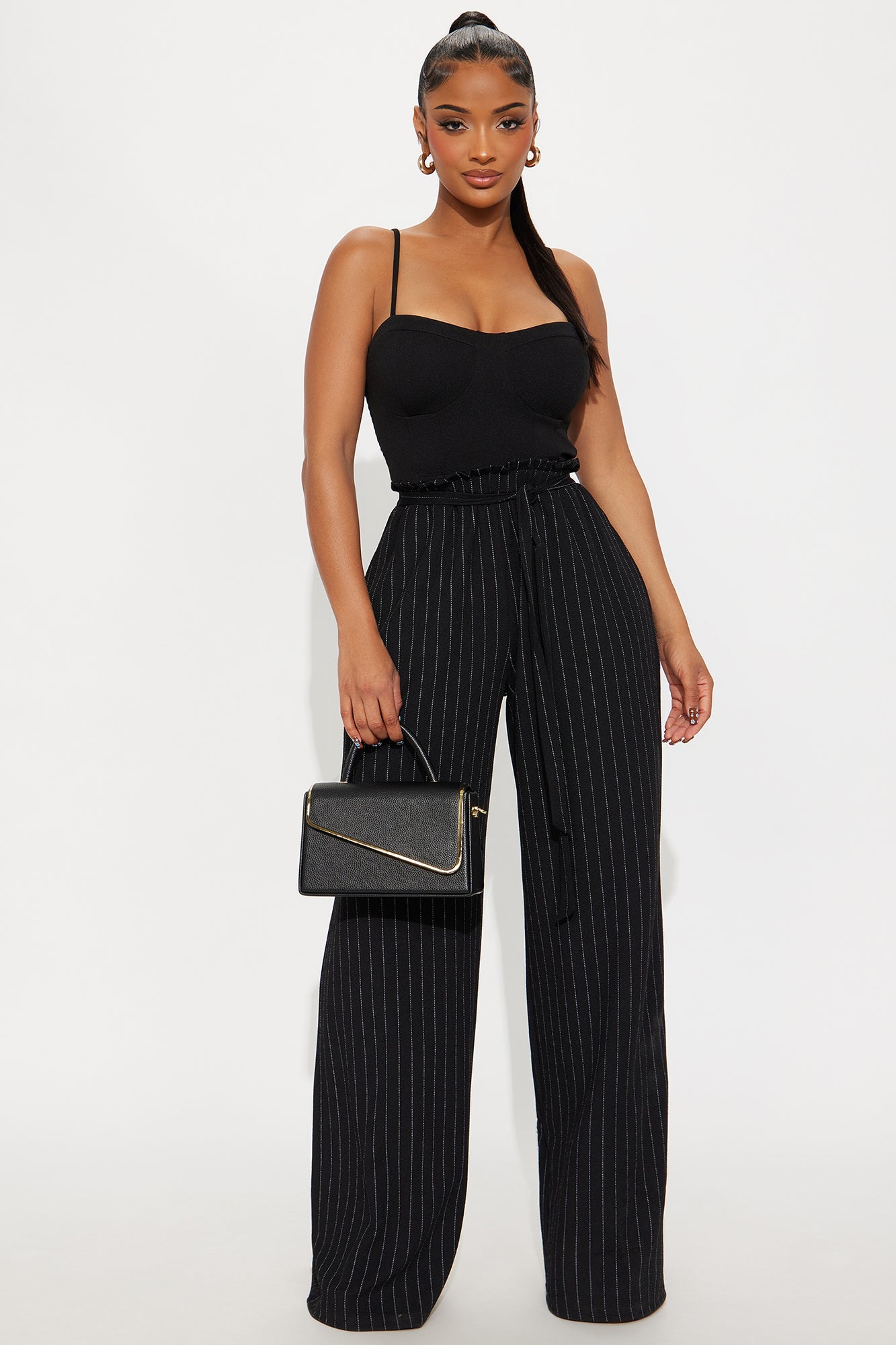 The Extra Mile Pinstripe Jumpsuit - Black/combo