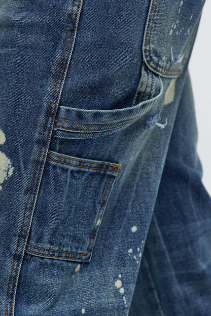 Slim See Me Come Up Bleach Spotted Jeans - Medium Blue Wash