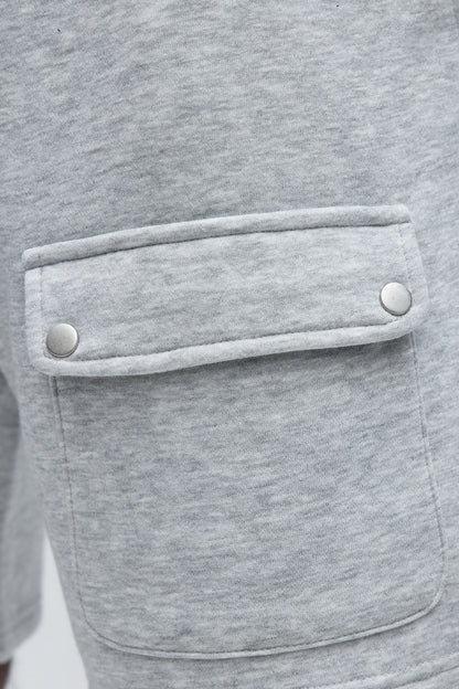Tyson Relaxed Cargo Snap Shorts - Heather Grey