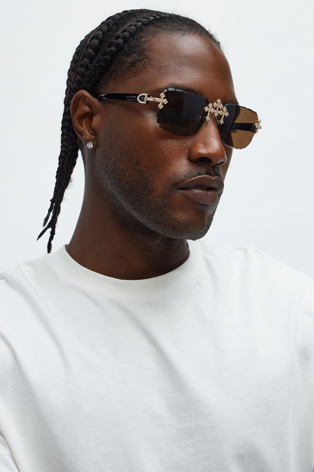 Iced Triple Cross Sunglasses - Black/Brown