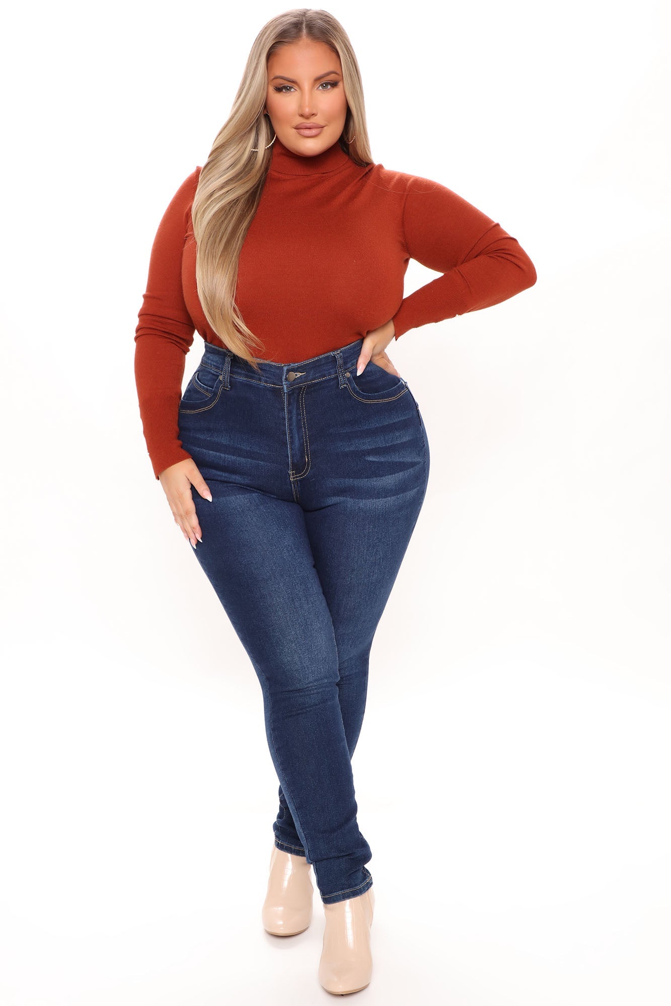 Meet Me Somewhere Turtle Neck Sweater - Rust