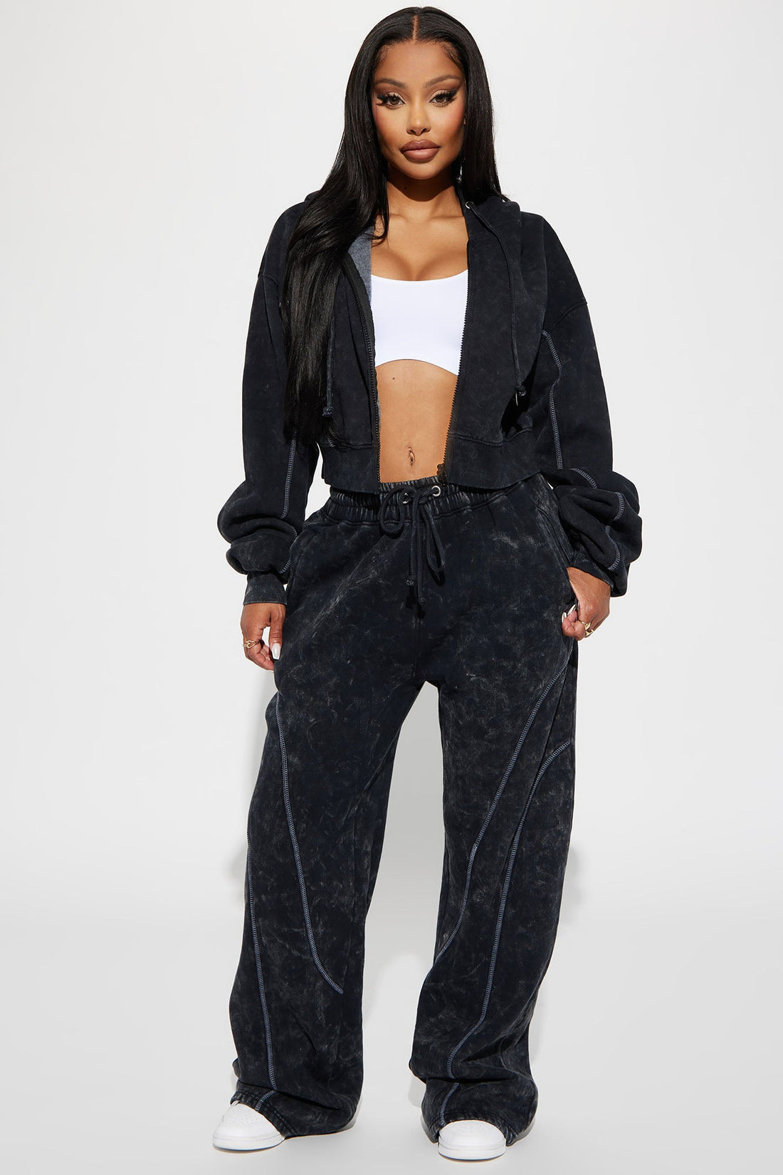 Norah Washed Lounge Hoodie - Black